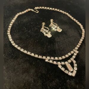 VTG rhinestone choker and earrings